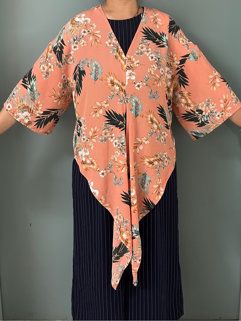 Floral Tie-Front Peach Pink Top